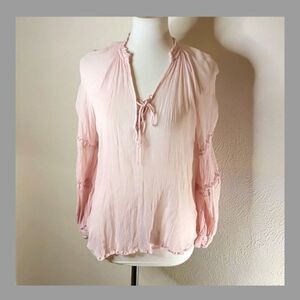 Free People All For You long sleeve pink sheer blouse size XS